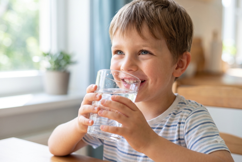 Illustration: Child Drinking Pure Water